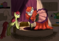 Size: 1789x1263 | Tagged: safe, artist:rubi-one-chan, apple bloom, twist, g4, clothes, dress, glasses