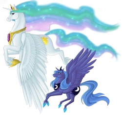 Size: 1600x1518 | Tagged: safe, artist:biscuitcrumbs, princess celestia, princess luna, g4, s1 luna, simple background