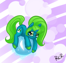 Size: 548x528 | Tagged: safe, artist:rawrcharlierawr, oc, oc only, oc:lemontwist, bubble, glasses, unshorn fetlocks