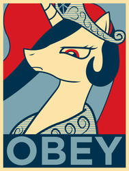 Size: 1378x1826 | Tagged: dead source, safe, artist:equestria-election, princess celestia, alicorn, pony, g4, artifact, brony history, bust, female, hope poster, limited palette, obey, portrait, poster, propaganda, shepard fairey, solo