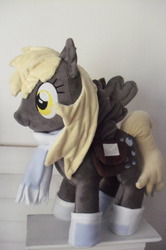 Size: 424x639 | Tagged: safe, artist:justwanttosew, derpy hooves, pegasus, pony, g4, boots, clothes, female, irl, mailbag, mare, photo, plushie, scarf, solo