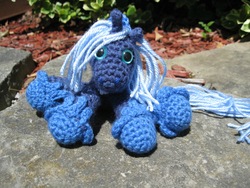 Size: 1824x1368 | Tagged: safe, artist:rtakeshi, princess luna, alicorn, pony, g4, amigurumi, crochet, irl, outdoors, photo, plushie, solo