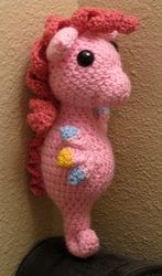 Size: 1706x2910 | Tagged: safe, artist:acrylicsheep, pinkie pie, sea pony, g4, amigurumi, crochet, irl, photo, plushie, solo