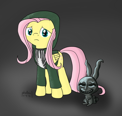 Size: 1459x1390 | Tagged: safe, artist:phallen1, angel bunny, fluttershy, g4, crossover, donnie darko, frank the rabbit