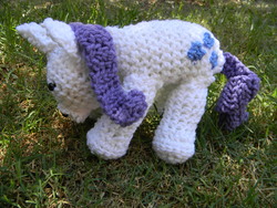 Size: 4000x3000 | Tagged: safe, artist:gwilannalavender3, rarity, pony, g4, amigurumi, crochet, grazing, herbivore, horses doing horse things, irl, photo, plushie, solo