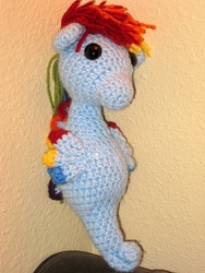 Size: 2448x3264 | Tagged: safe, artist:acrylicsheep, rainbow dash, sea pony, g4, amigurumi, crochet, irl, photo, plushie, solo
