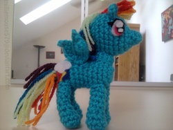 Size: 2048x1536 | Tagged: safe, artist:milliemouse579, rainbow dash, pegasus, pony, g4, amigurumi, crochet, female, irl, mare, photo, plushie, solo