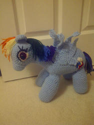 Size: 600x800 | Tagged: safe, artist:stephymudkip, rainbow dash, pony, g4, amigurumi, crochet, irl, photo, plushie, solo