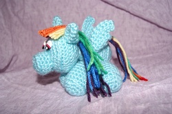 Size: 3872x2592 | Tagged: safe, artist:ldysaturn, rainbow dash, pony, g4, amigurumi, crochet, irl, photo, plushie, solo