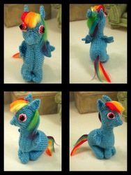 Size: 600x800 | Tagged: safe, artist:larkspurdragon, rainbow dash, pegasus, pony, g4, amigurumi, crochet, female, irl, mare, photo, plushie, solo