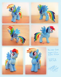 Size: 1740x2196 | Tagged: safe, artist:sophiesplushies, rainbow dash, pegasus, pony, g4, customized toy, female, irl, mare, photo, sculpture, signature, solo