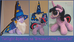 Size: 900x510 | Tagged: safe, artist:krumm33, twilight sparkle, pony, g4, irl, photo, plushie, solo, star swirl the bearded costume