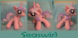 Size: 900x436 | Tagged: safe, artist:krumm33, sea swirl, seafoam, pony, g4, irl, photo, plushie, solo