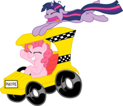 Size: 2205x1903 | Tagged: safe, artist:sakaki709, artist:thestipplebrony, pinkie pie, twilight sparkle, g4, crazy taxi, taxi