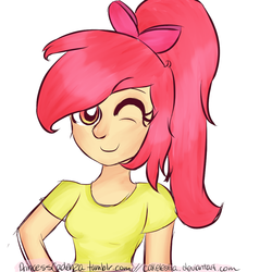 Size: 900x900 | Tagged: safe, artist:princesscadenza, apple bloom, human, g4, humanized