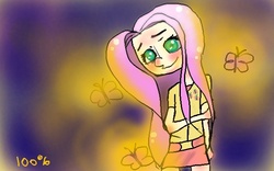 Size: 640x400 | Tagged: safe, artist:kalkidan88, fluttershy, human, g4, clothes, humanized, skirt, solo