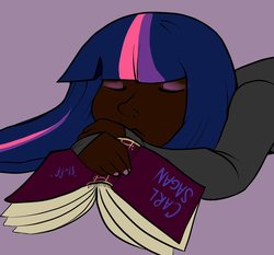 Size: 1024x956 | Tagged: safe, artist:caffeinesprinkles, twilight sparkle, human, g4, book, dark skin, eyes closed, female, humanized, sleeping, solo