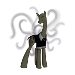 Size: 4000x4000 | Tagged: safe, artist:inlucidreverie, pony, clothes, creepy, simple background, slenderman, slendermane, slenderpony, solo, transparent background