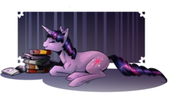 Size: 900x563 | Tagged: safe, artist:ellisarts, twilight sparkle, g4, book, sleeping