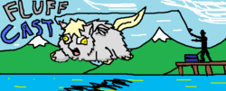 Size: 727x294 | Tagged: safe, fluffy pony, fishing, fluffy pony original art, fluffyderpy, pun