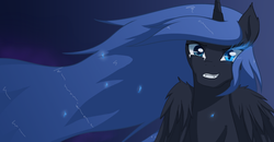 Size: 1250x650 | Tagged: safe, artist:muffinsforever, nightmare moon, princess luna, pony, g4, dark, female, solo