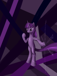 Size: 3000x4000 | Tagged: safe, artist:drakmire, twilight sparkle, pony, unicorn, g4, angry, bipedal, female, magic, mare, solo