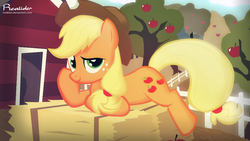 Size: 1366x768 | Tagged: safe, artist:realider, applejack, earth pony, pony, g4, female, solo