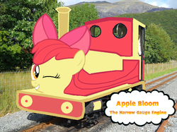 Size: 630x470 | Tagged: safe, artist:kuren247, apple bloom, g4, crossover, locomotive, thomas the tank engine, train