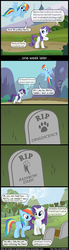 Size: 1500x5420 | Tagged: safe, artist:adamlhumphreys, rainbow dash, rarity, pegasus, pony, unicorn, g4, comic, female, gravestone, imminent death, imminent murder, implied death, mare