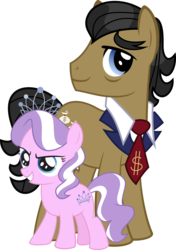 Size: 6575x9328 | Tagged: safe, artist:psyxofthoros, diamond tiara, filthy rich, earth pony, pony, g4, absurd resolution, father and daughter, female, filly, male, necktie, psyxofthoros, simple background, stallion, transparent background, vector