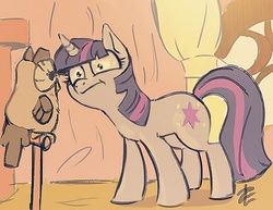 Size: 500x385 | Tagged: safe, artist:lizombie, owlowiscious, twilight sparkle, g4, stare