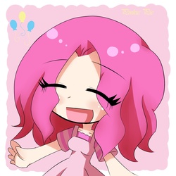 Size: 1024x1024 | Tagged: safe, artist:komo, pinkie pie, human, g4, eyes closed, female, humanized, pixiv, solo