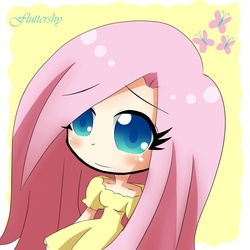 Size: 1024x1024 | Tagged: safe, artist:komo, fluttershy, human, g4, clothes, dress, female, humanized, pixiv, solo