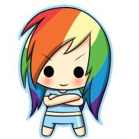 Size: 200x200 | Tagged: safe, artist:pokumii, rainbow dash, human, g4, chibi, female, humanized, solo