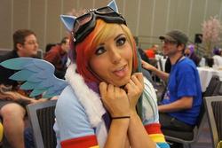 Size: 500x333 | Tagged: safe, artist:mylittlepony4u, rainbow dash, human, g4, cosplay, irl, irl human, jessica nigri, photo