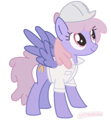 Size: 408x464 | Tagged: safe, artist:creative-creations, rainbowshine, pegasus, pony, g4, sonic rainboom (episode), background pony, female, hard hat, hat, mare, simple background, smiling, solo, transparent background, weather factory uniform