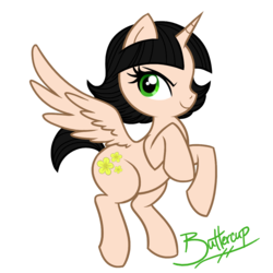 Size: 1080x1080 | Tagged: dead source, safe, artist:eien-no-melody, alicorn, pony, female, mare, ponified, simple background, solo, spread wings, the powerpuff girls, transparent background, wings