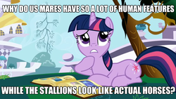 Size: 624x351 | Tagged: safe, twilight sparkle, pony, unicorn, friendship is magic, g4, season 1, grammar error, image macro, thinking, unicorn twilight