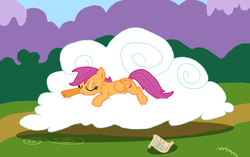 Size: 1508x946 | Tagged: safe, artist:icklevoldiepoo, scootaloo, g4, cloud, older