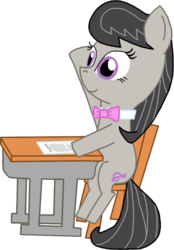 Size: 645x929 | Tagged: safe, artist:starshinesprint, octavia melody, earth pony, pony, g4, desk, female, filly, simple background, solo, transparent background, young