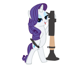 Size: 900x900 | Tagged: safe, artist:pweanut, rarity, pony, unicorn, g4, belly, bipedal, female, mare, rocket launcher, simple background, soldier, soldier (tf2), solo, team fortress 2, transparent background