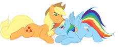 Size: 1280x472 | Tagged: safe, artist:collaredginger, applejack, rainbow dash, g4, female, lesbian, ship:appledash, shipping