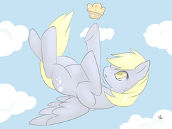 Size: 800x600 | Tagged: safe, artist:drstitches, derpy hooves, pegasus, pony, g4, falling, female, mare, muffin, sky