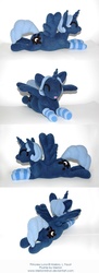 Size: 800x2209 | Tagged: safe, artist:merionic, princess luna, pony, g4, clothes, doll, eyes closed, female, filly, irl, photo, plushie, prone, socks, solo, striped socks, toy, woona, younger