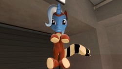 Size: 1366x768 | Tagged: safe, trixie, g4, 3d, flying, gmod, looking at you, power-up, super mario, super mario bros. 3, tanooki suit