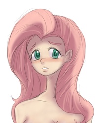 Size: 600x763 | Tagged: safe, artist:oceanchan, fluttershy, human, g4, anime style, blushing, bust, female, humanized, solo