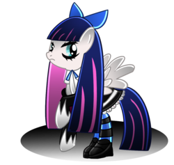 Size: 1007x954 | Tagged: safe, artist:ii-art, angel, angel pony, pegasus, pony, anarchy stocking, goth, panty and stocking with garterbelt, ponified, simple background, solo, spread wings, transparent background, wings