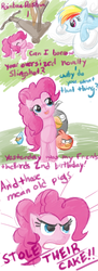 Size: 1024x2810 | Tagged: safe, artist:feather, pinkie pie, rainbow dash, bird, bluebird, cardinal, earth pony, loon, pegasus, pony, g4, angry birds, bomb, bomb (angry birds), bomb bird, crossover, object bird, red bird, the blues, weapon, weapon bird