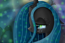 Size: 6000x4000 | Tagged: safe, artist:extradan, queen chrysalis, changeling, changeling queen, g4, crown, crying, female, jewelry, regalia