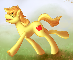 Size: 1568x1289 | Tagged: safe, artist:hoodoo, braeburn, earth pony, pony, g4, male, running, solo, stallion